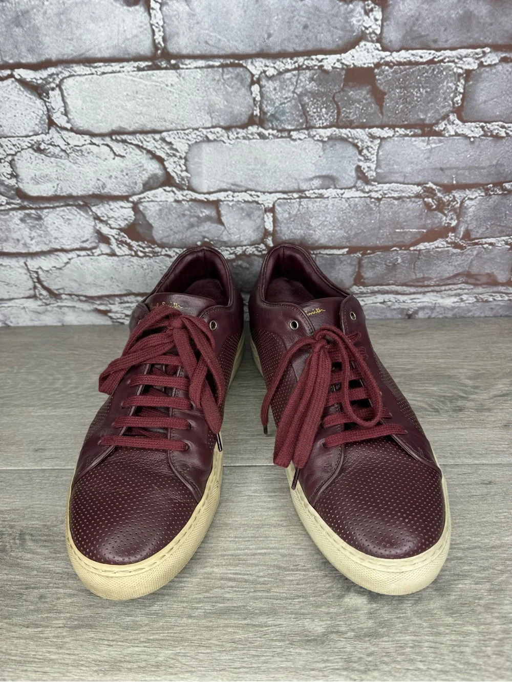 Paul Smith Basso Bordo Burgundy Embossed Leather Low Top Sneakers men sz 41EU/8M